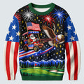 Eagle Santa Golf Cart Ugly Christmas Sweater, Funny Christmas Outfit, Funny Xmas Gift
