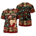Fore Jesus Santa Hat Christmas Golf Shirt, Golf Shirts For Women, Womens Golf Shirts