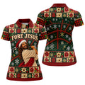 Fore Jesus Santa Hat Christmas Golf Shirt, Golf Shirts For Women, Womens Golf Shirts