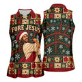 Fore Jesus Santa Hat Christmas Golf Shirt, Golf Shirts For Women, Womens Golf Shirts
