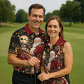 Golden Swirl Santa Golfer Christmas Golf Shirt, Mens Golf Polo, Golf Shirts For Men