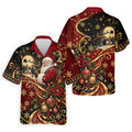 Golden Swirl Santa Golfer Christmas Golf Shirt, Mens Golf Polo, Golf Shirts For Men