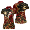 Golden Swirl Santa Golfer Christmas Golf Shirt, Womens Golf Tops, Ladies Golf Shirts