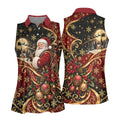 Golden Swirl Santa Golfer Christmas Golf Shirt, Womens Golf Tops, Ladies Golf Shirts