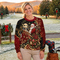 Golden Swirl Santa Golfer Ugly Christmas Sweater, Christmas Gifts, Ugly Sweater Party