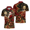 Golden Swirl Santa Golfer Christmas Golf Shirt, Mens Golf Polo, Golf Shirts For Men