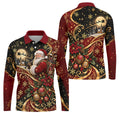 Golden Swirl Santa Golfer Christmas Golf Shirt, Mens Golf Polo, Golf Shirts For Men