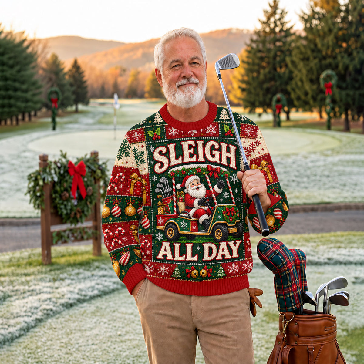 Sleigh All Day Santa Ugly Christmas Sweater, Christmas Gifts, Funny Christmas Outfit