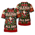 Sleigh All Day Santa Christmas Golf Shirt, Golf Gifts For Men, Funny Mens Golf Shirts