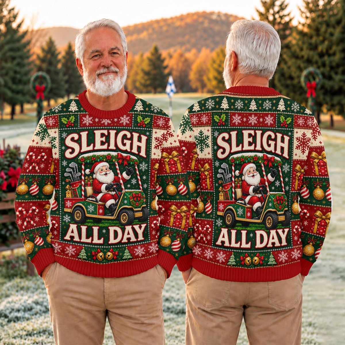 Sleigh All Day Santa Ugly Christmas Sweater, Christmas Gifts, Funny Christmas Outfit