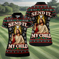 Send It Golf Halo Jesus Christmas Golf Shirt, Ladies Golf Tops, Womens Golf Clothing