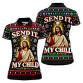 Send It Golf Halo Jesus Christmas Golf Shirt, Ladies Golf Tops, Womens Golf Clothing