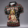 Send It Golf Halo Jesus Christmas Golf Shirt, Mens Golf Apparel, Golf Gifts For Men