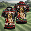 Send It Golf Halo Jesus Christmas Golf Shirt, Mens Golf Apparel, Golf Gifts For Men