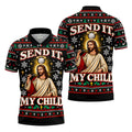Send It Golf Halo Jesus Christmas Golf Shirt, Mens Golf Apparel, Golf Gifts For Men