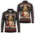 Send It Golf Halo Jesus Christmas Golf Shirt, Mens Golf Apparel, Golf Gifts For Men