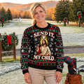 Send It Golf Halo Jesus Ugly Christmas Sweater, Ugly Sweater Party, Golf Lover Gifts