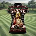 Send It Golf Halo Jesus Christmas Golf Shirt, Ladies Golf Tops, Womens Golf Clothing