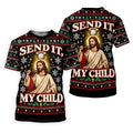 Send It Golf Halo Jesus Christmas Golf Shirt, Mens Golf Apparel, Golf Gifts For Men