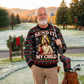 Send It Golf Halo Jesus Ugly Christmas Sweater, Ugly Sweater Party, Golf Lover Gifts