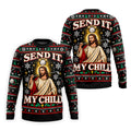 Send It Golf Halo Jesus Christmas Golf Shirt, Mens Golf Apparel, Golf Gifts For Men