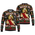 Send It My Child Jesus Christmas Golf Shirt, Mens Golf Polo, Mens Holiday Golf Shirts