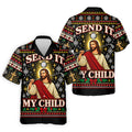 Send It My Child Jesus Christmas Golf Shirt, Mens Golf Polo, Mens Holiday Golf Shirts