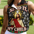 Send It My Child Jesus Christmas Golf Shirt, Ladies Golf Apparel, Womens Golf Apparel