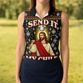 Send It My Child Jesus Christmas Golf Shirt, Ladies Golf Apparel, Womens Golf Apparel