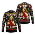 Send It My Child Jesus Christmas Golf Shirt, Mens Golf Polo, Mens Holiday Golf Shirts