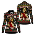 Send It My Child Jesus Christmas Golf Shirt, Ladies Golf Apparel, Womens Golf Apparel
