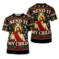 Send It My Child Jesus Christmas Golf Shirt, Mens Golf Polo, Mens Holiday Golf Shirts