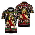 Send It My Child Jesus Christmas Golf Shirt, Mens Golf Polo, Mens Holiday Golf Shirts