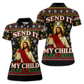 Send It My Child Jesus Christmas Golf Shirt, Ladies Golf Apparel, Womens Golf Apparel