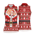 Santa Peeking Busty Knit Christmas Golf Shirt, Ladies Golf Tops, Golf Gifts For Women