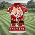 Santa Peeking Busty Knit Christmas Golf Shirt, Ladies Golf Tops, Golf Gifts For Women