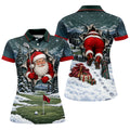 Santa Peeking Golf Green Christmas Golf Shirt, Golf Gifts For Women, Womens Golf Tops