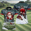 Santa Peeking Golf Green Christmas Golf Shirt, Golf Gifts For Women, Womens Golf Tops