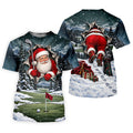 Santa Peeking Golf Green Christmas Golf Shirt, Golf Gifts For Women, Womens Golf Tops