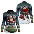 Santa Peeking Golf Green Christmas Golf Shirt, Golf Gifts For Women, Womens Golf Tops
