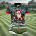 Santa Peeking Golf Green Christmas Golf Shirt, Golf Gifts For Women, Womens Golf Tops