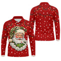 Camo Hat Santa Face Christmas Golf Shirt, Mens Holiday Golf Shirts, Mens Golf Apparel