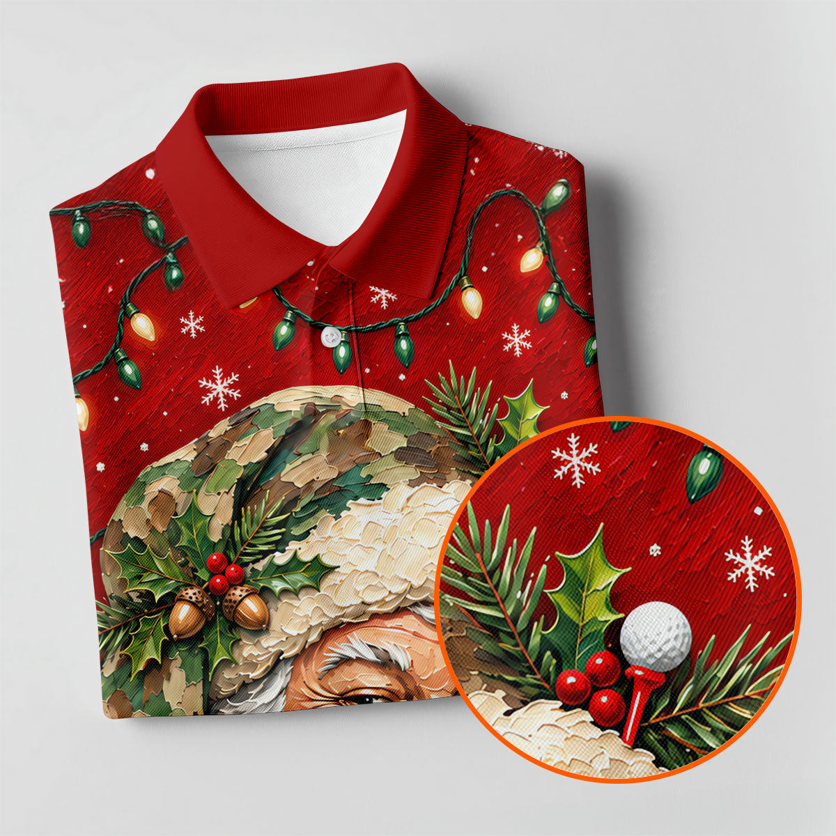 Camo Hat Santa Face Christmas Golf Shirt, Womens Golf Clothing, Golf Shirts For Women