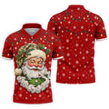 Camo Hat Santa Face Christmas Golf Shirt, Mens Holiday Golf Shirts, Mens Golf Apparel