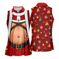 Santa Belly Harness Vest Christmas Golf Shirt, Womens Golf Clothing, Womens Golf Tops