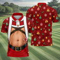 Santa Belly Harness Vest Christmas Golf Shirt, Golf Shirts For Men, Golf Polo For Men