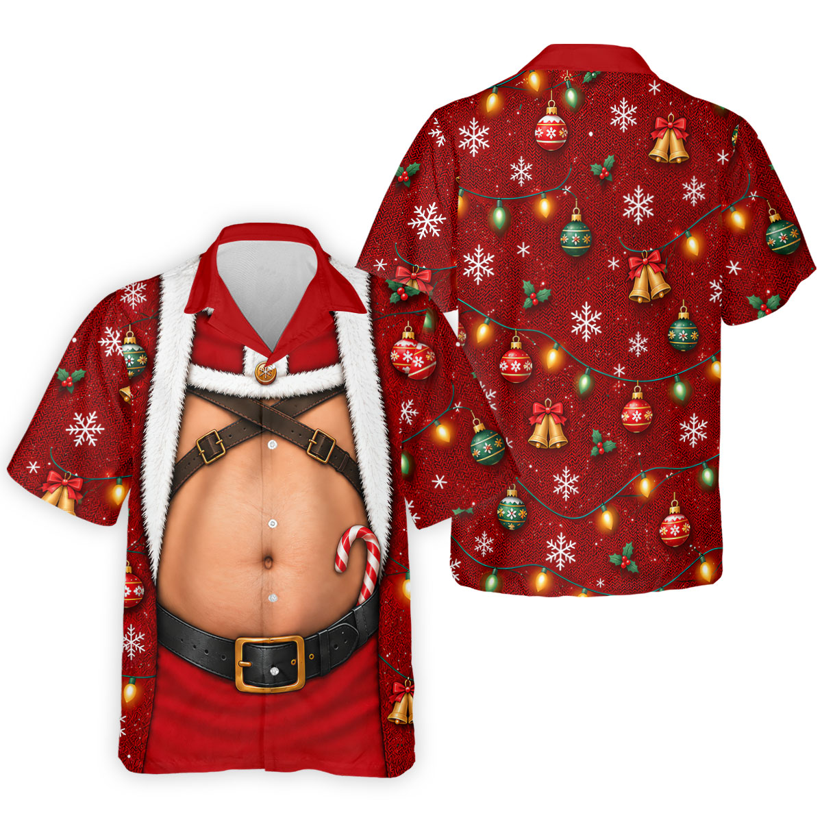 Santa Belly Harness Vest Christmas Golf Shirt, Golf Shirts For Men, Golf Polo For Men