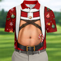 Santa Belly Harness Vest Christmas Golf Shirt, Golf Shirts For Men, Golf Polo For Men