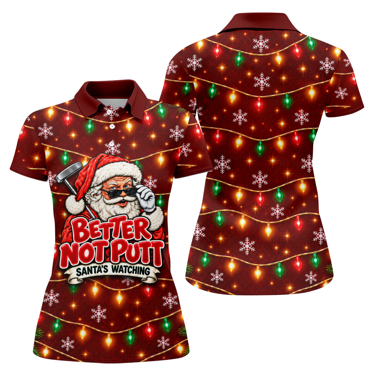 Better Not Putt Santa Christmas Golf Shirt, Golf Shirts For Women, Ladies Golf Shirts