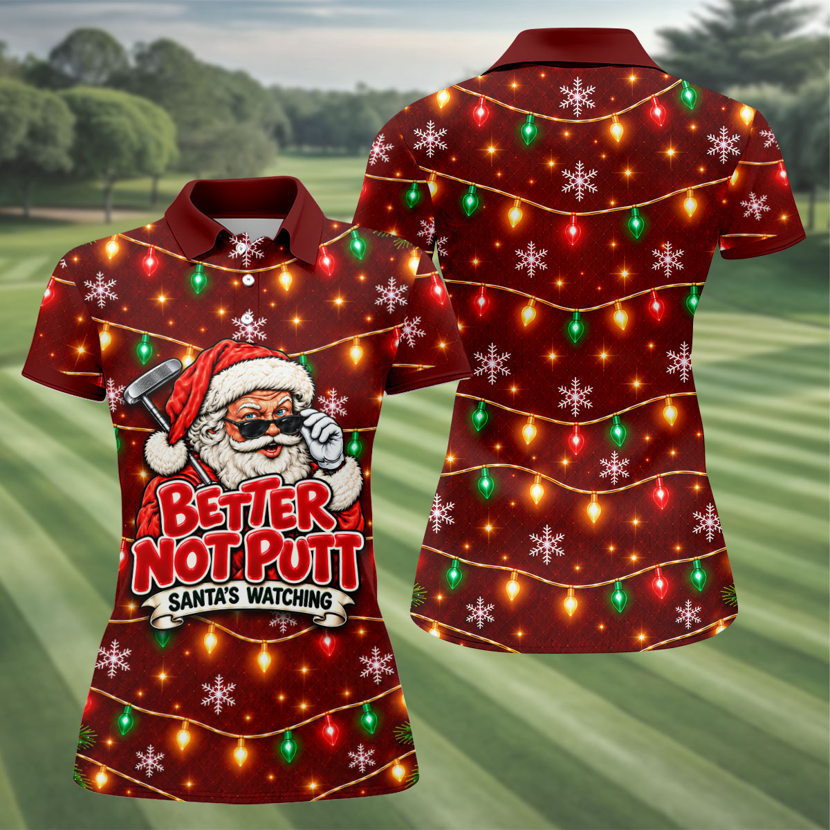 Better Not Putt Santa Christmas Golf Shirt, Golf Shirts For Women, Ladies Golf Shirts